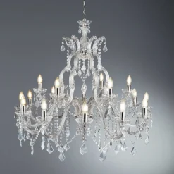 Searchlight Lysekroner > Lysekrone Marie Therese, 18-lys, krom, krystalglas