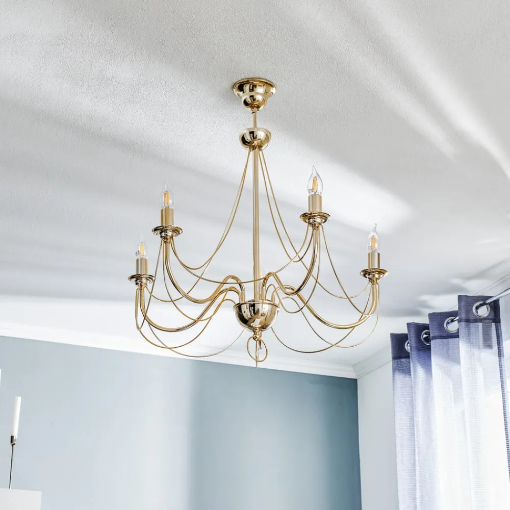 Domiluce Lysekroner > Lysekrone Retro, femarmet 75 cm, guld