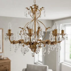 ONLI Pendellamper|Pendellamper > Lysekrone Teresa, bronze, krystal, Ø 70 cm, 8 lys