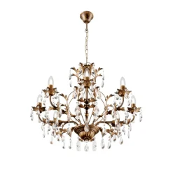 ONLI Pendellamper|Pendellamper > Lysekrone Teresa, bronze, krystal, Ø 70 cm, 8 lys