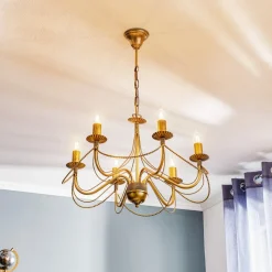 EMIBIG LIGHTING Pendellamper|Lysekroner > Lysekrone Tori 6, 6 lyskilder, guld