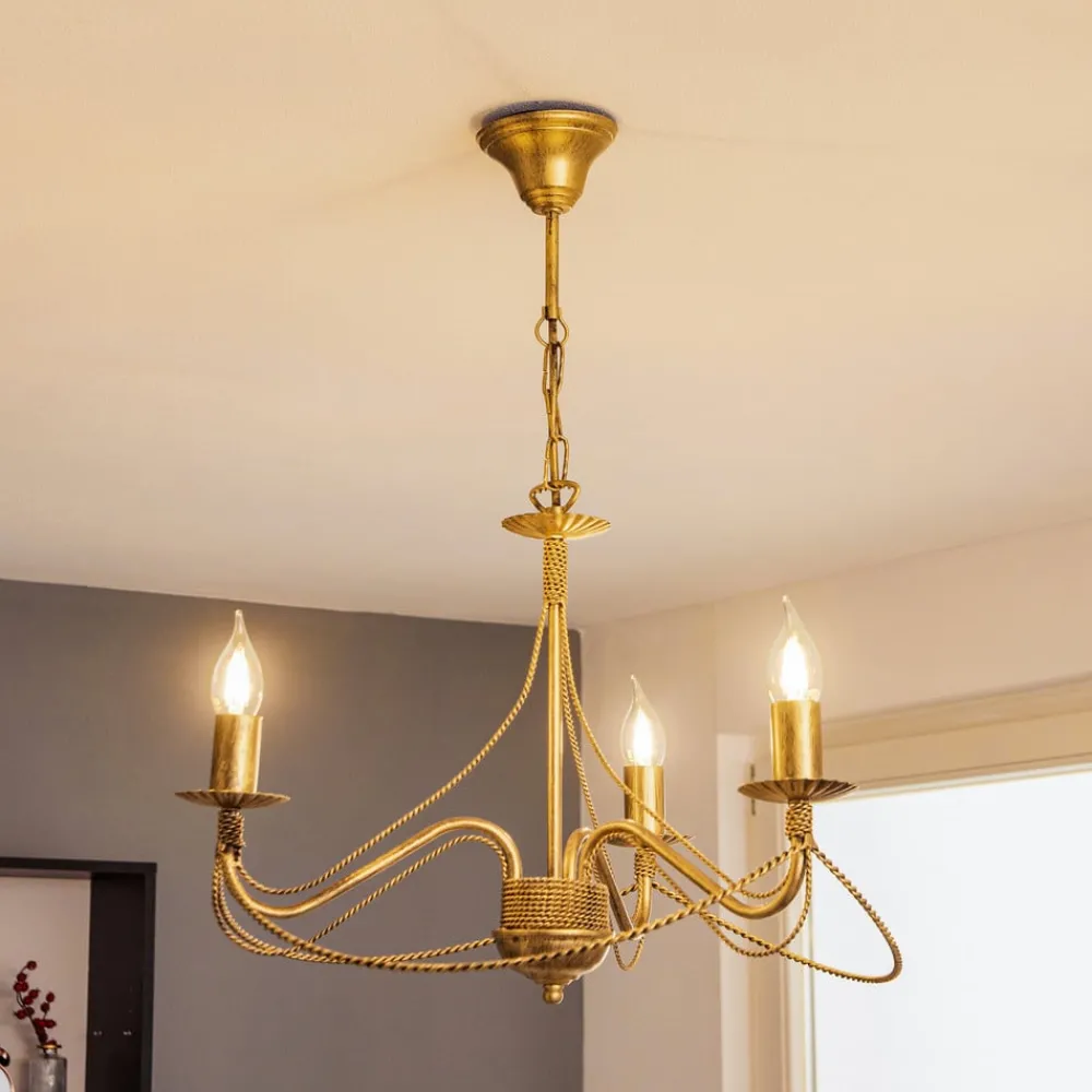 Pendellamper|Lysekroner ^ EMIBIG LIGHTING Lysekrone Tori 3, 3 lyskilder, guld