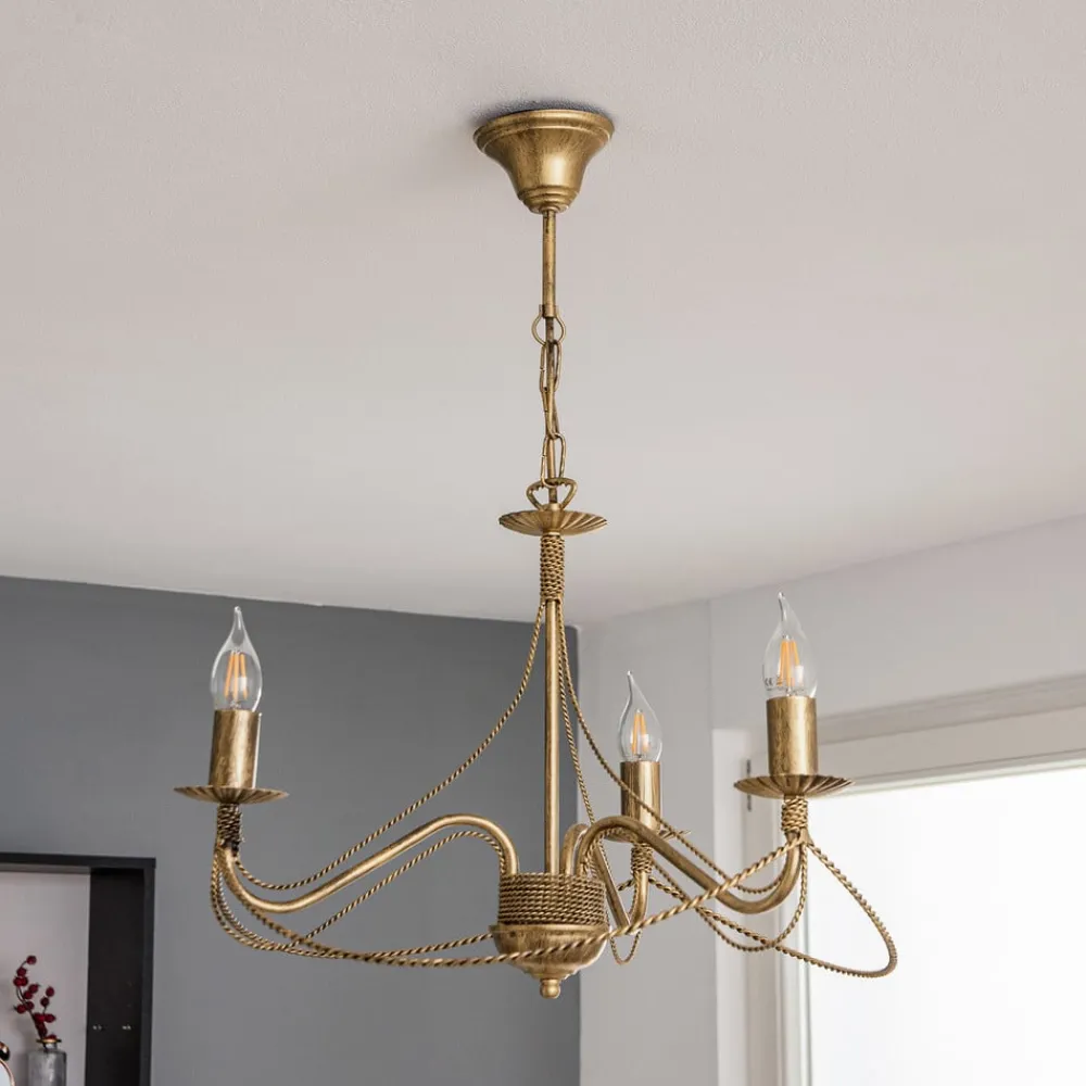 Pendellamper|Lysekroner ^ EMIBIG LIGHTING Lysekrone Tori 3, 3 lyskilder, guld