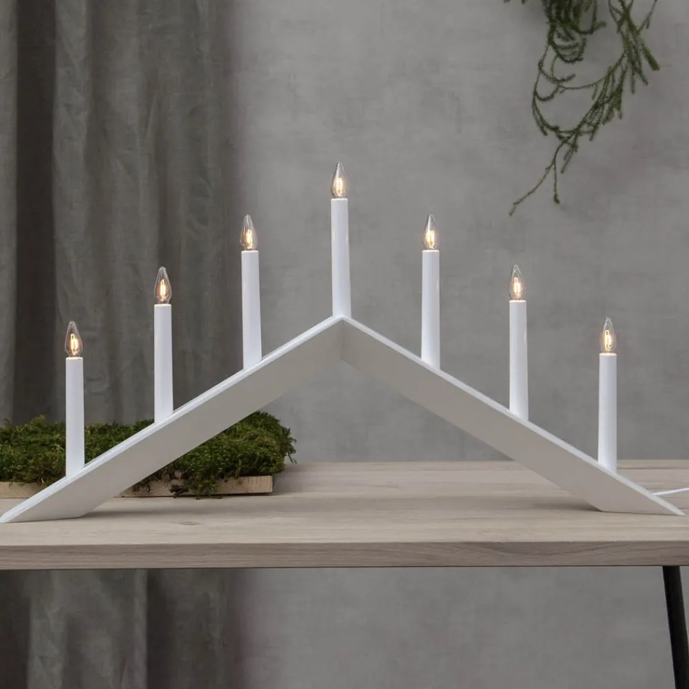 STAR TRADING Dekorationsbelysning|Julepynt > Lysestage Arrow, flad, 7-flamme, hvid