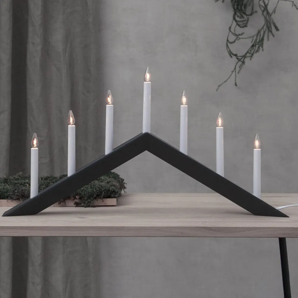 STAR TRADING Dekorationsbelysning|Julepynt > Lysestage Arrow, flad, 7-flamme, hvid