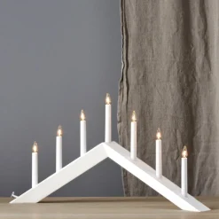 STAR TRADING Dekorationsbelysning|Julepynt > Lysestage Arrow, flad, 7-flamme, hvid