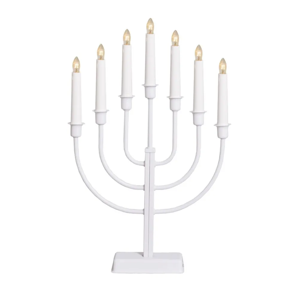 Julepynt|Vinduesdekoration ^ STAR TRADING Lysestage Kristina, hvid, metal, højde 47 cm, 7 lyskilder