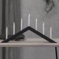Julepynt|Vinduesdekoration ^ STAR TRADING Lysestage Pil, flad, 7-flamme, sort