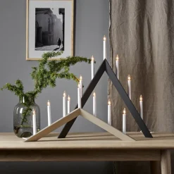 STAR TRADING Julepynt|Vinduesdekoration > Lysestage Pil, spids, 7-flamme, sort