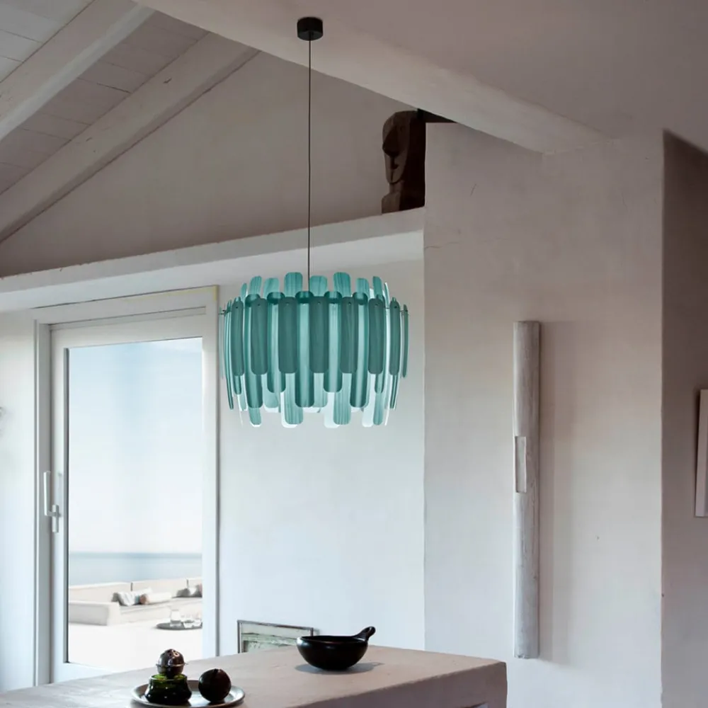 Bæredygtige Lamper ^ LZF LAMPS LZF Maruja pendellampe i træ, blå