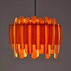 Bæredygtige Lamper ^ LZF LAMPS LZF Maruja træ-pendellampe, orange