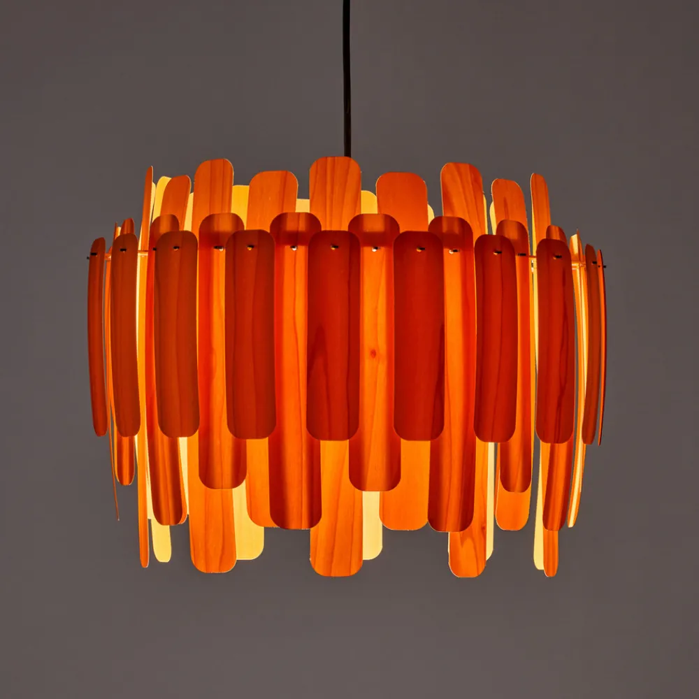 Bæredygtige Lamper ^ LZF LAMPS LZF Maruja træ-pendellampe, orange