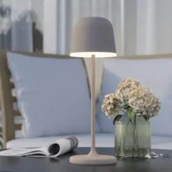Dekorationsbelysning|Terrassebelysning ^ EGLO Mannera LED-bordlampe med batteri, sand