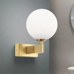 Væg- Og Spejllamper ^ ORION Mara væglampe, messingfarvet, glas, 17,5 cm høj, G9, IP44