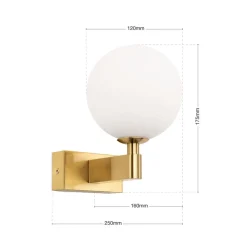 Væg- Og Spejllamper ^ ORION Mara væglampe, messingfarvet, glas, 17,5 cm høj, G9, IP44