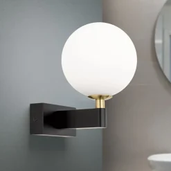 Væg- Og Spejllamper|Væglamper ^ ORION Mara væglampe, sort, glas, 17,5 cm høj, G9, IP44