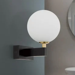 Væg- Og Spejllamper|Væglamper ^ ORION Mara væglampe, sort, glas, 17,5 cm høj, G9, IP44