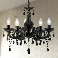 Searchlight Lysekroner|Pendellamper > Marie Therese lysekrone, sort, 5 lyskilder