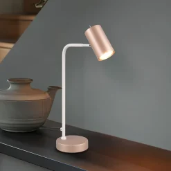 Arbejdsrum/Kontor ^ Trio Lighting Marley bordlampe, brun/lysegrå, højde 45 cm, metal