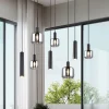Pendellamper ^ Trio Lighting Mataro hængelampe, krom/sort, 118 cm, 8 lyskilder glas/metal