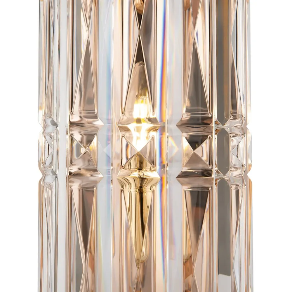 Væglamper ^ Maytoni Facet væglampe, højde 25 cm, guldfarvet, glas, E14