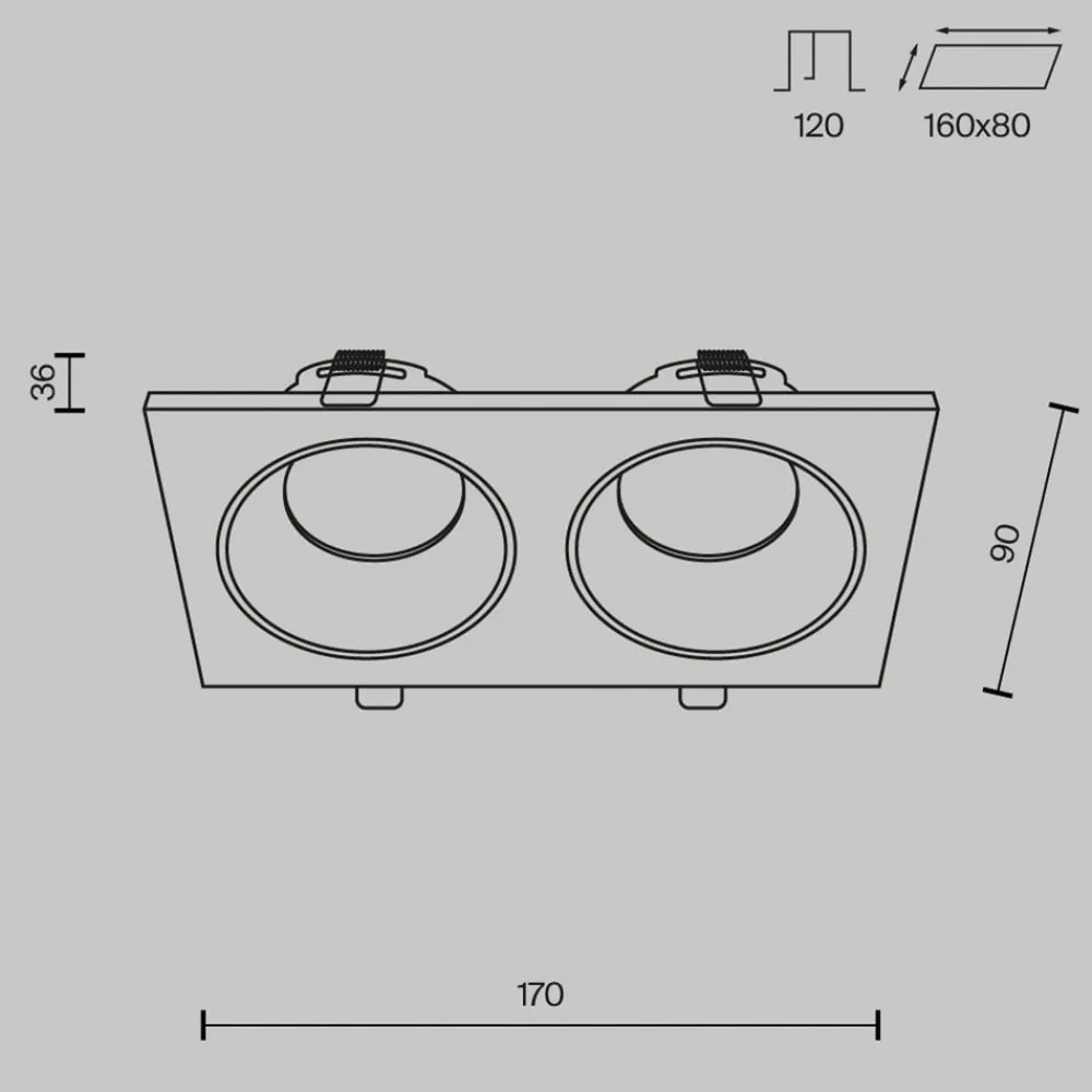 Maytoni Indbygningsspots|Spotlights > forsænket loftlampe Zoom hvid 17 x 9 cm 2 lyskilder IP65