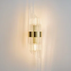 Væglamper|Væglamper ^ Maytoni Frame væglampe, 2 lyskilder, højde 46 cm, guld/klar