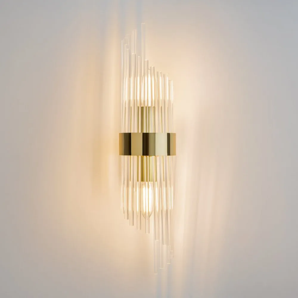Væglamper|Væglamper ^ Maytoni Frame væglampe, 2 lyskilder, højde 46 cm, guld/klar