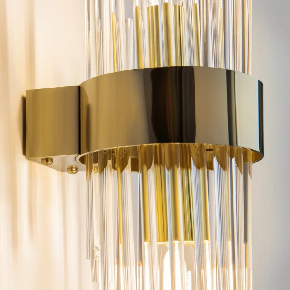 Væglamper|Væglamper ^ Maytoni Frame væglampe, 2 lyskilder, højde 46 cm, guld/klar
