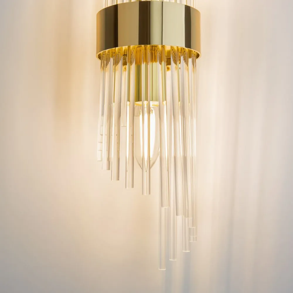 Væglamper|Væglamper ^ Maytoni Frame væglampe, 2 lyskilder, højde 46 cm, guld/klar