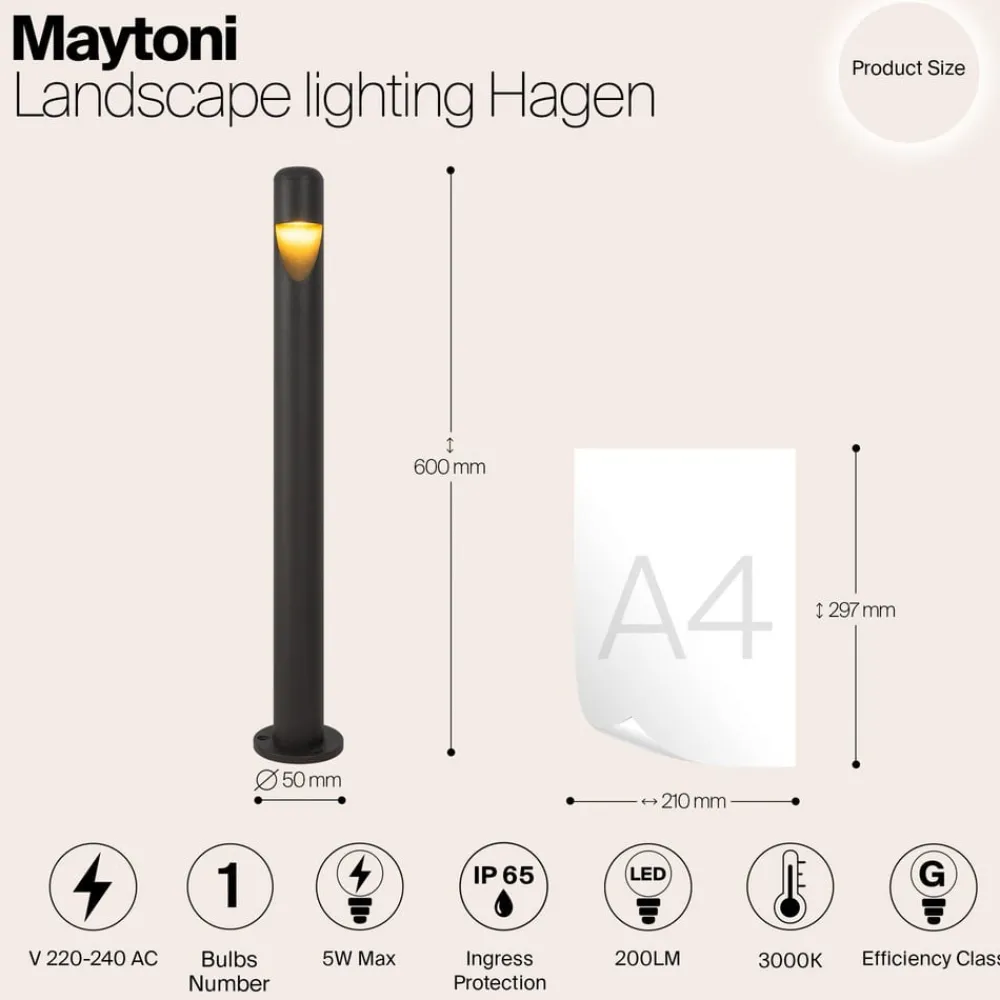 Maytoni Gadebelysning > Hagen LED-gadelampe, 3000K, grafit