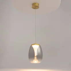 Pendellamper ^ Maytoni LED-hængelampe Splash, røggrå, Ø 20 cm, glas