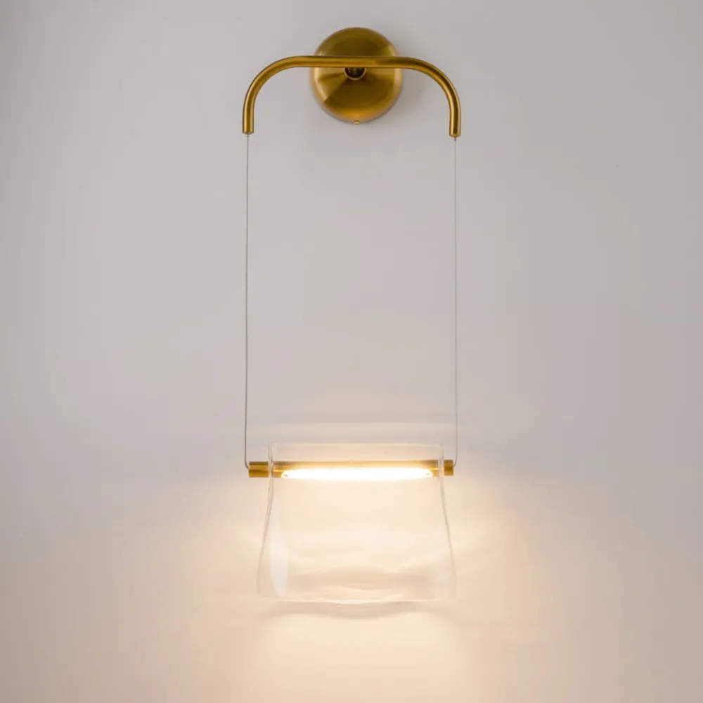 Væglamper ^ Maytoni LED-væglampe Cabaret, messing/klar, metal/glas