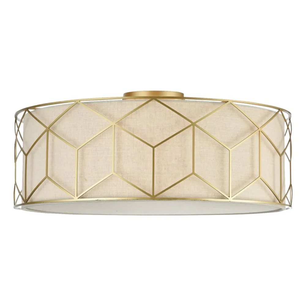 Loftlamper ^ Maytoni loftlampe Messina, Ø 57 cm, beige, linned