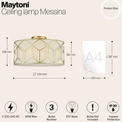 Maytoni Loftlamper > loftlampe Messina, Ø 43 cm, beige, linned