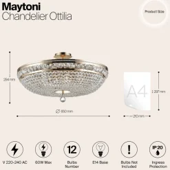 Maytoni Loftlamper > loftlampe Ottilia, Ø 65 cm, guldfarvet, krystal