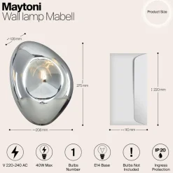 Maytoni Væglamper > Mabell væglampe af glas, krom