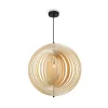 Pendellamper ^ Maytoni Roots hængelampe, sfærisk form, Ø 60 cm, træ/sort