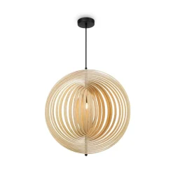 Pendellamper ^ Maytoni Roots hængelampe, sfærisk form, Ø 60 cm, træ/sort