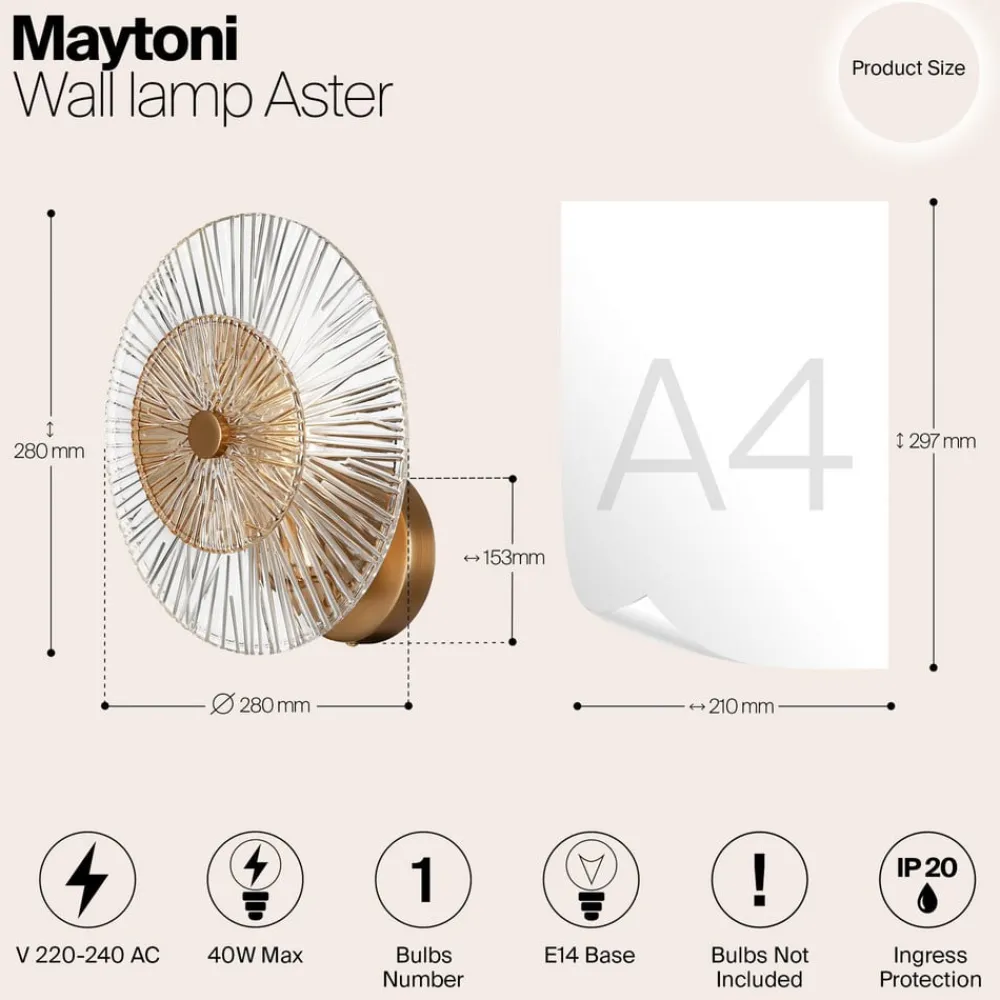 Maytoni Væglamper > væglampe Aster, glas, Ø 28 cm, 1 x E14