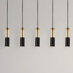 Searchlight Pendellamper > Merrygold pendellampe, sort/amber, metal, GU10, 5 lyskilder.
