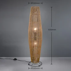 Reality Leuchten Gulvlamper > Miki gulvlampe, brun, højde 103 cm, papir