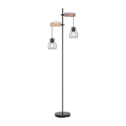 Globo Gulvlamper|Gulvlamper > Mina gulvlampe, sort/brun, højde 168 cm, metal/træ