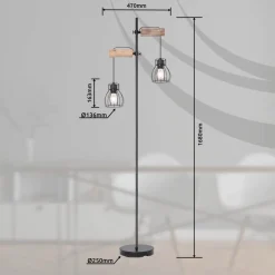 Globo Gulvlamper|Gulvlamper > Mina gulvlampe, sort/brun, højde 168 cm, metal/træ