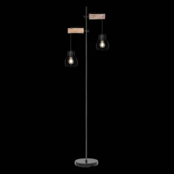 Globo Gulvlamper|Gulvlamper > Mina gulvlampe, sort/brun, højde 168 cm, metal/træ