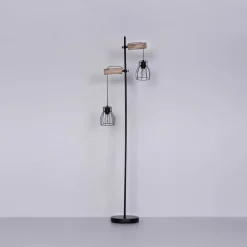 Globo Gulvlamper|Gulvlamper > Mina gulvlampe, sort/brun, højde 168 cm, metal/træ