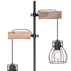 Globo Gulvlamper|Gulvlamper > Mina gulvlampe, sort/brun, højde 168 cm, metal/træ