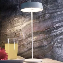 Dekorationsbelysning|Terrassebelysning ^ Deko-Light Miram LED-bordlampe med batteri, kan dæmpes, hvid