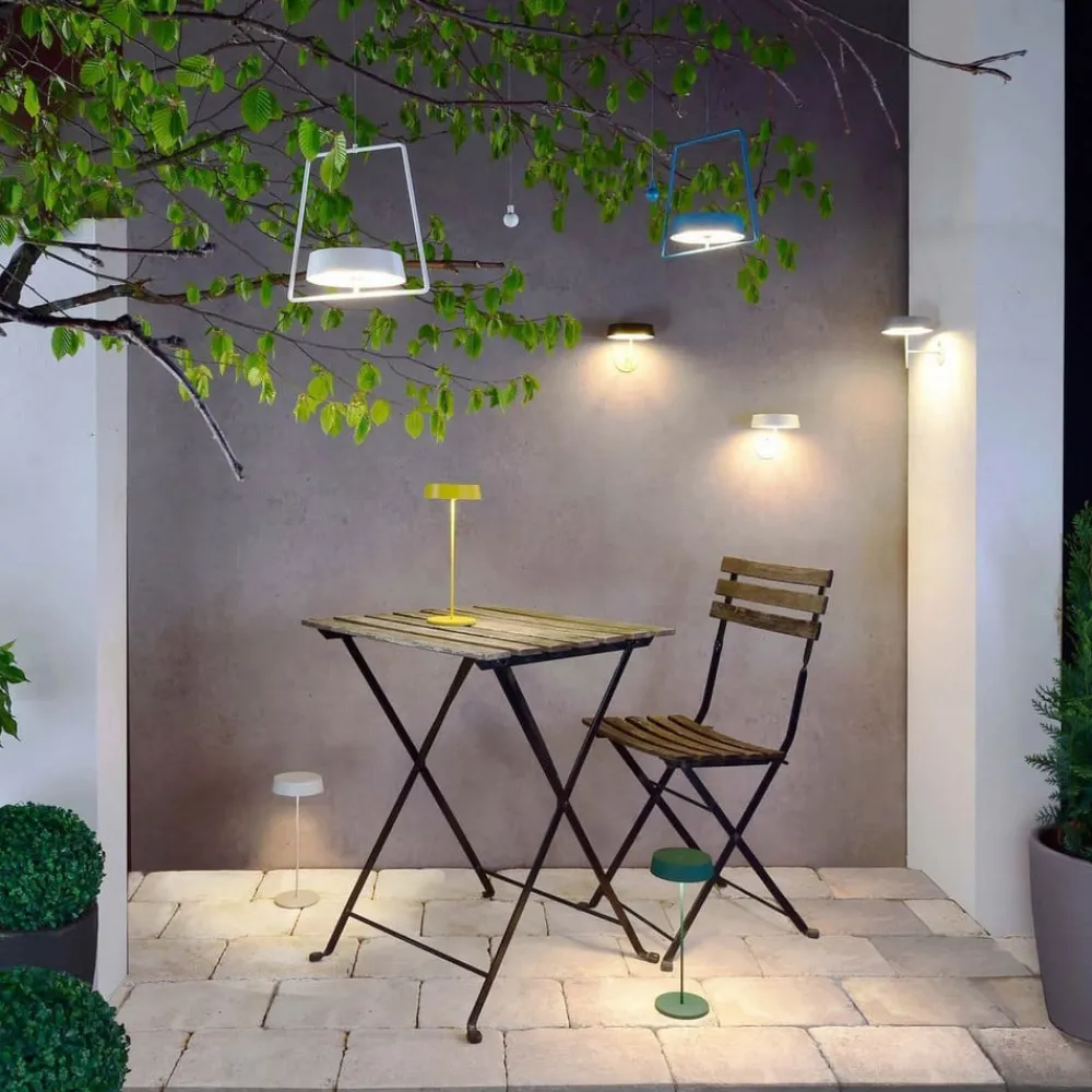 Terrassebelysning|Væglamper ^ Deko-Light Miram LED-væglampe med batteri, kan dæmpes, hvid