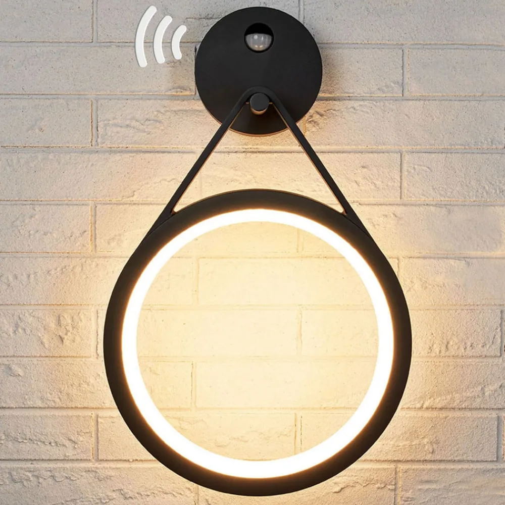 Lucande Væglamper > Mirco udendørs LED-væglampe med sensor, ringformet